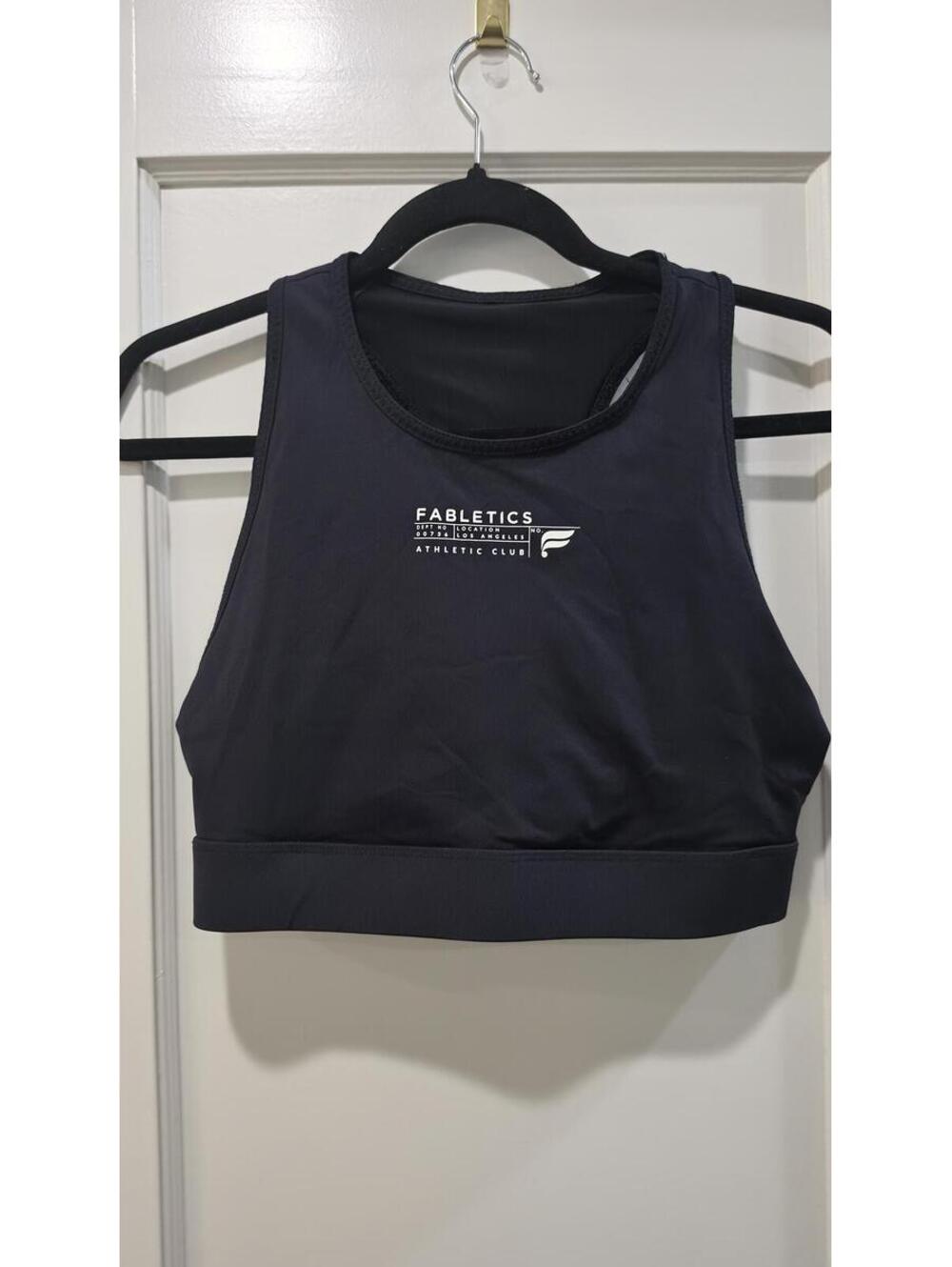Fabletics Black Athletic Club High Neck Racerback Sports Bra Crop Top